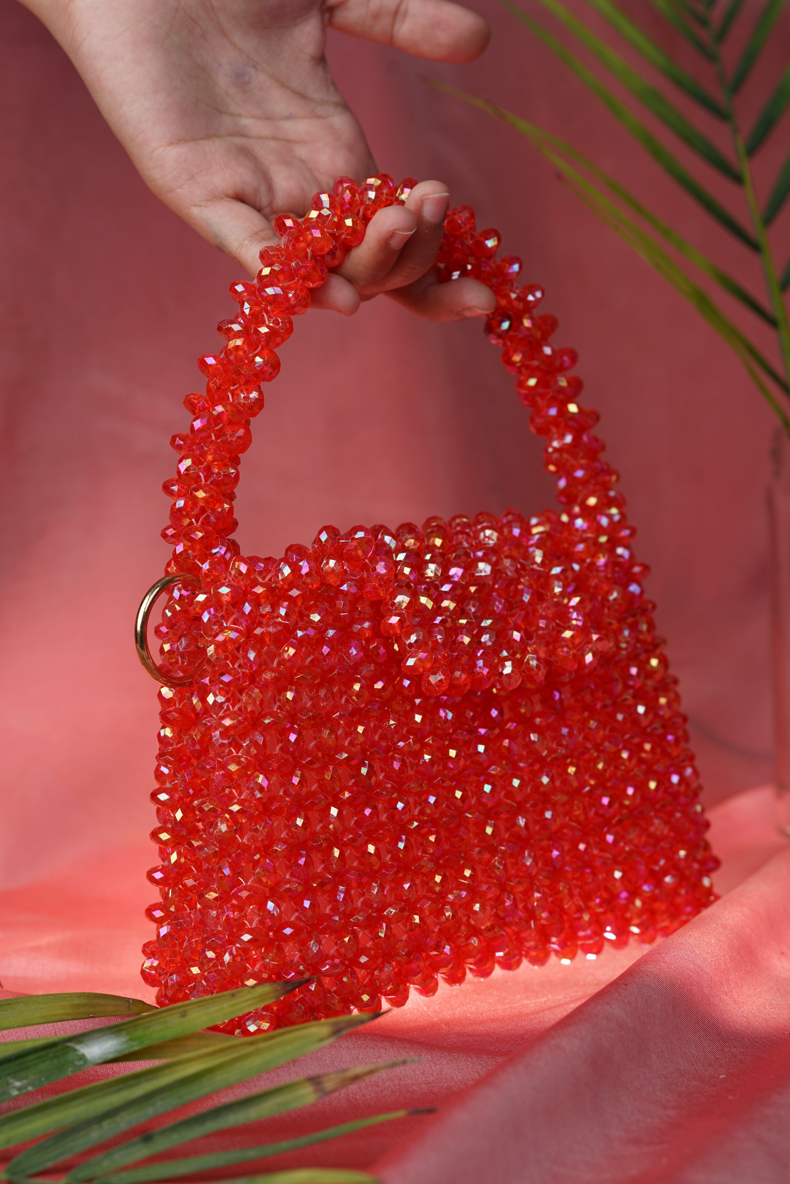 Crystal Mono RED Hand Bag