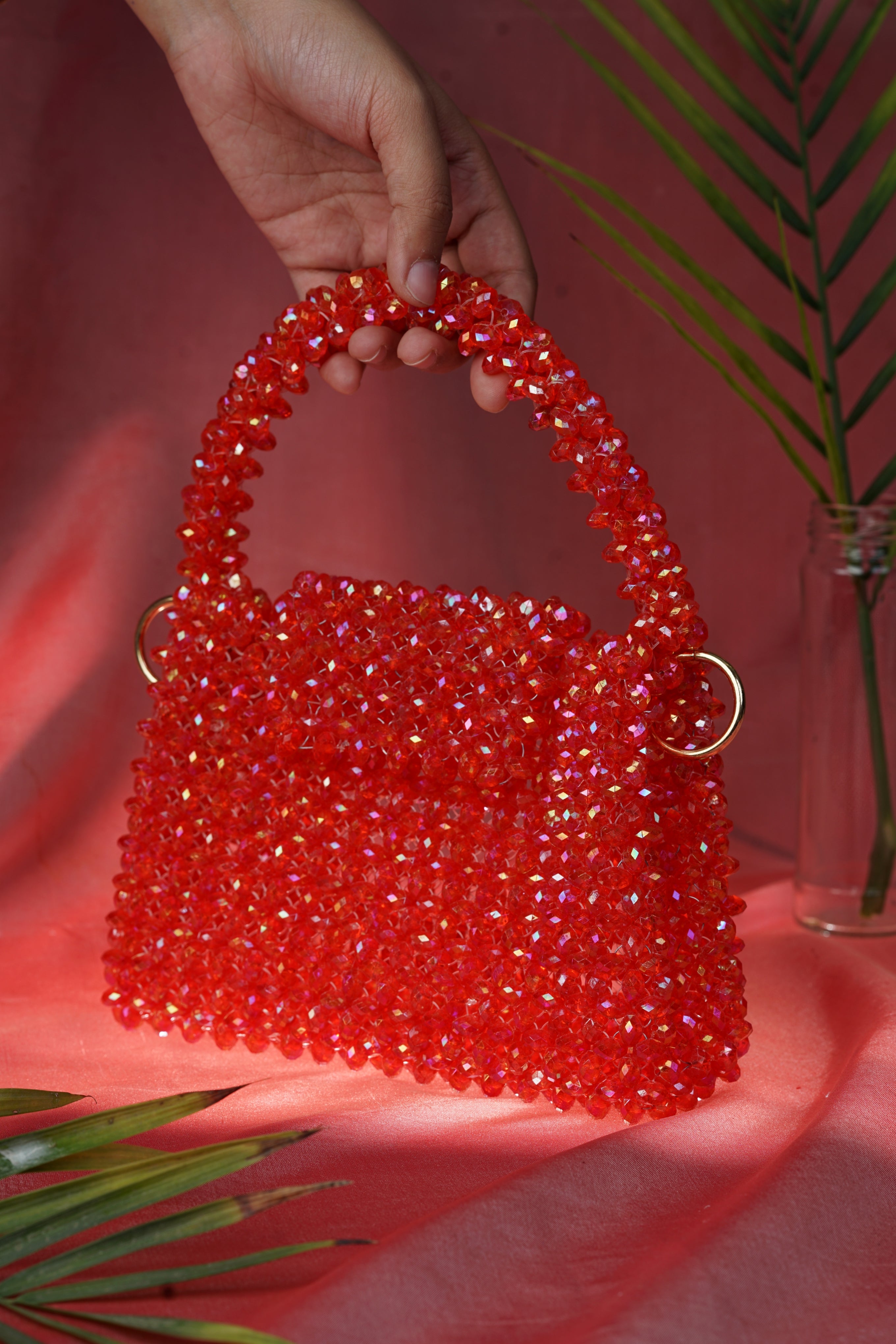 Crystal Mono RED Hand Bag