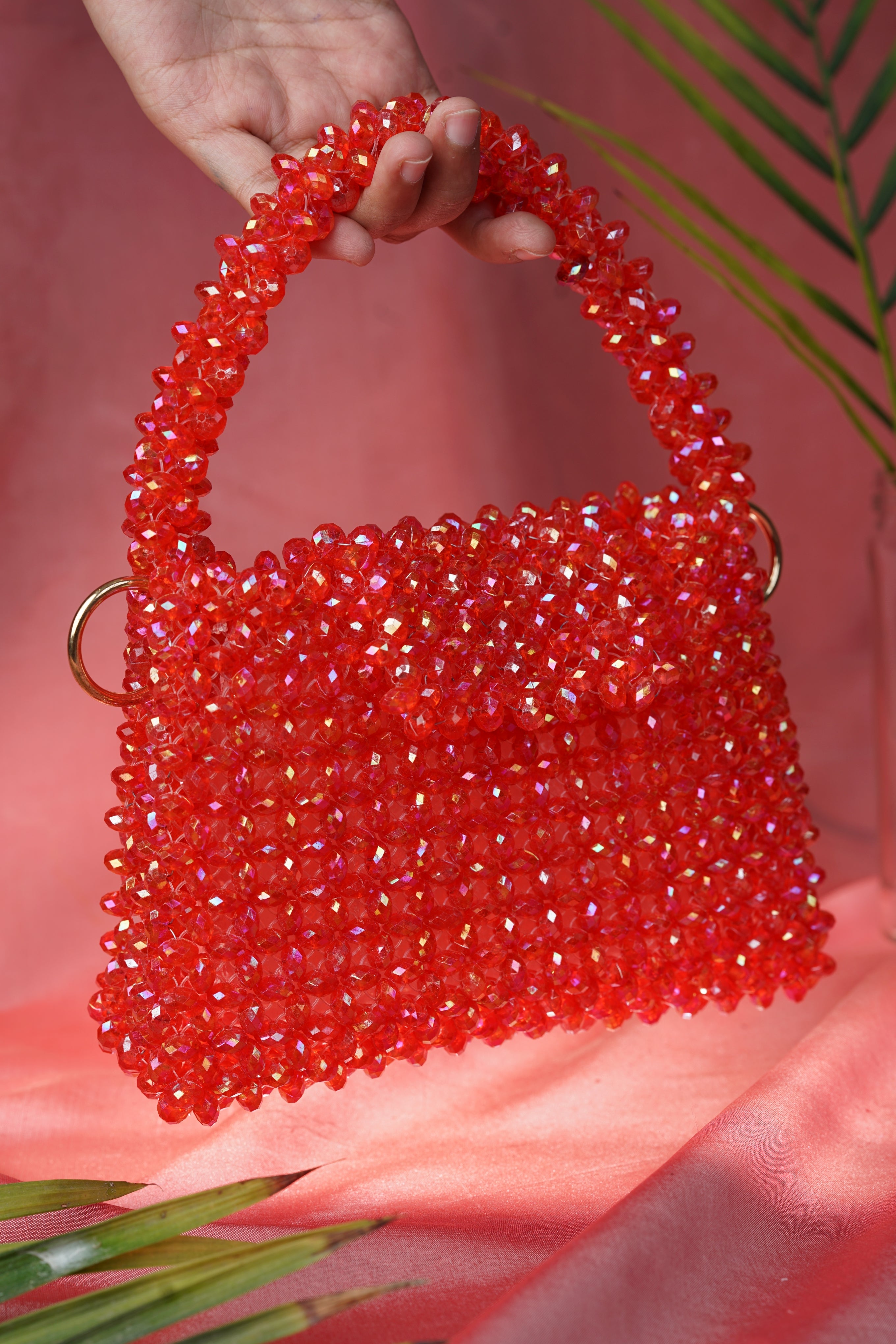 Crystal Mono RED Hand Bag