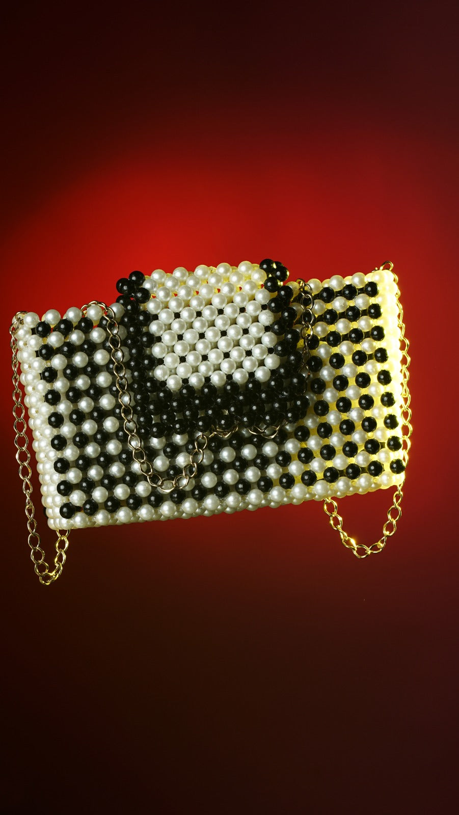 Classic Black & White Hand Bead Bag