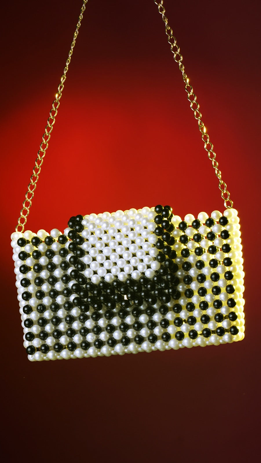 Classic Black & White Hand Bead Bag